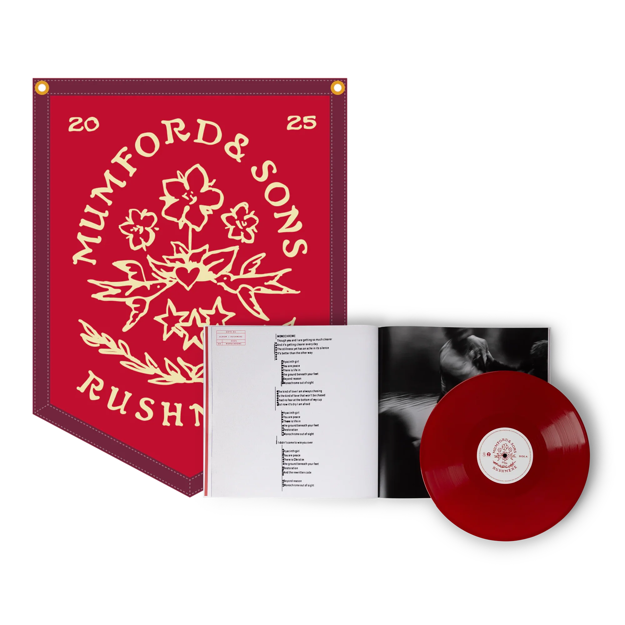 Almost Places Vinyl Book & Red Rushmere Pennant Bundle