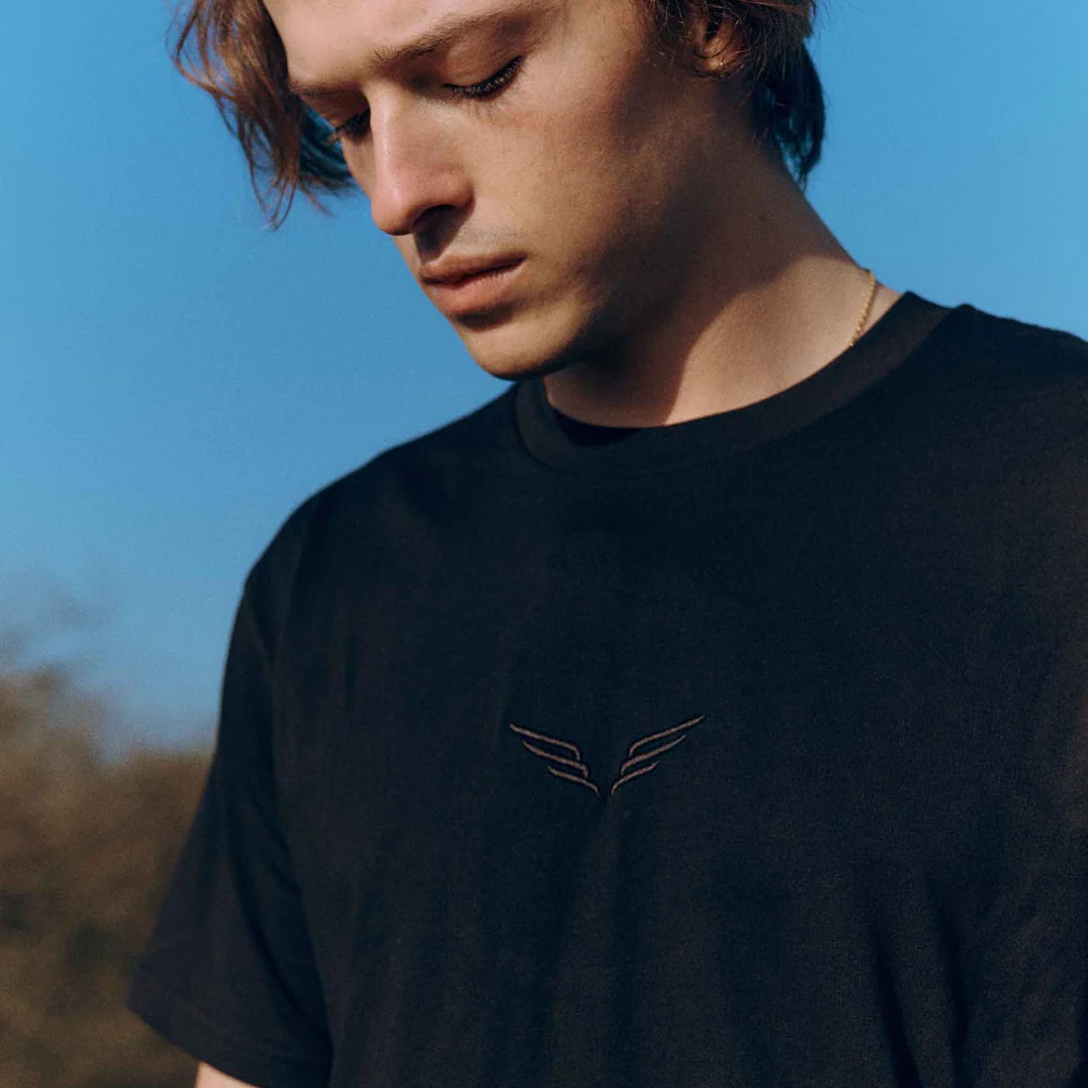 Black Embroidered Wings T-Shirt - Image 4